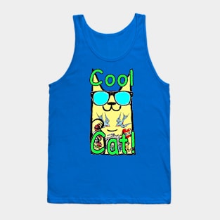 Cool Cat Graffiti Tattoo kitty Tank Top